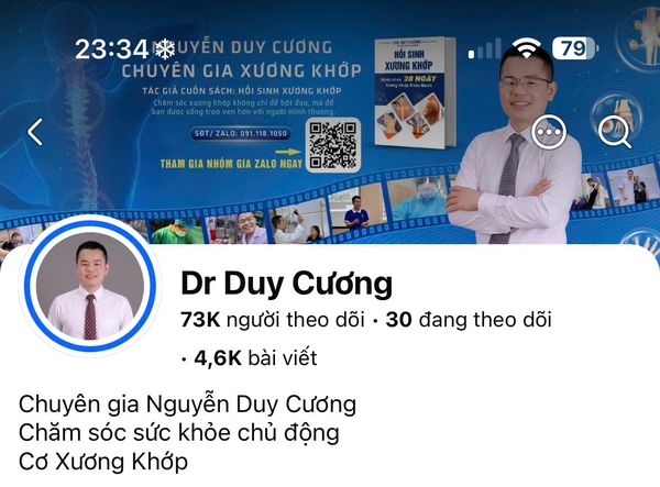 Ảnh chụp kênh của học viên Dr Duy Cương với 73.000 người theo dõi