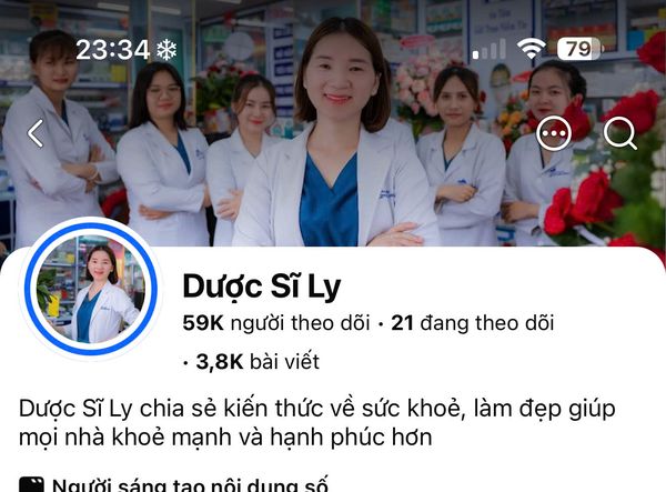 Ảnh chụp kênh của học viên Dược sĩ Ly với 59.000 người theo dõi