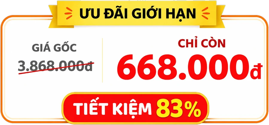 Ưu đãi giới hạn: giá gốc 3.868.000đ, chỉ còn 668.000đ, tiết kiệm 83 phần trăm